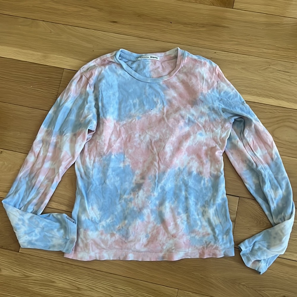 Reformation Pink Blue Tie Dye Eddie Long Sleeve Tee Shirt - Picture 3 of 4